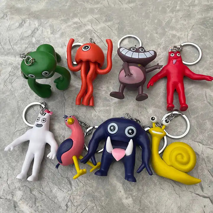 3D Cartoon Anime Keychain | Rainbow Monster PVC Action Figure Keychain Toy for Kids Gift Set - 7CM Collectible Figures