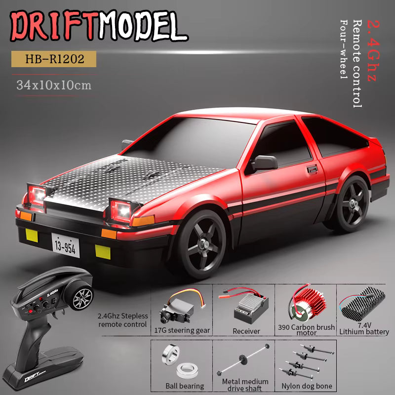 1:12 Scale 2.4G 4WD RC Drift Car – Electric Powered GTR Model, App-Controlled, High-Speed Racing