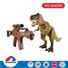 Remote Control Dinosaur Toy with Infrared Gun, Music, and Eco-Friendly Design for Kids Ages 6+