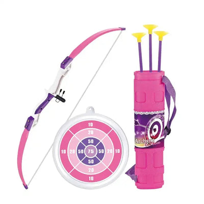 Sport Girls Bow and Arrow Play Set | Pink Plastic Archery Toy Set for Kids | Fun Shooting Game