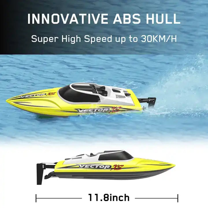 Electric Racing RC Boats for Kids - Waterproof Remote Control Speedboat Toy with Atomic Art Desig