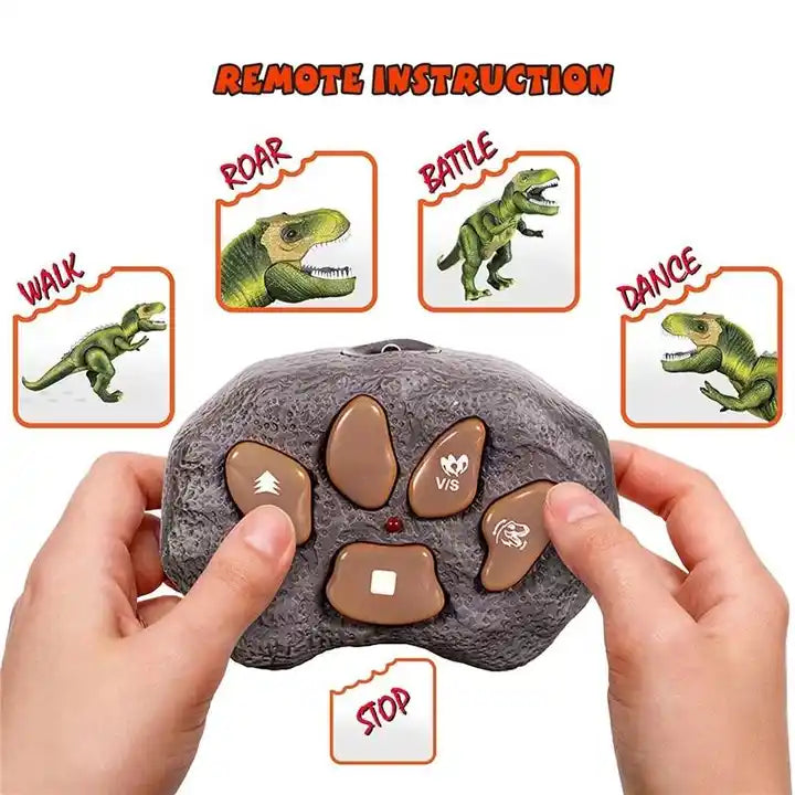 Electric Walking Dancing Battle Dinosaur Toy - Remote Control Plastic RC Dino with Sound