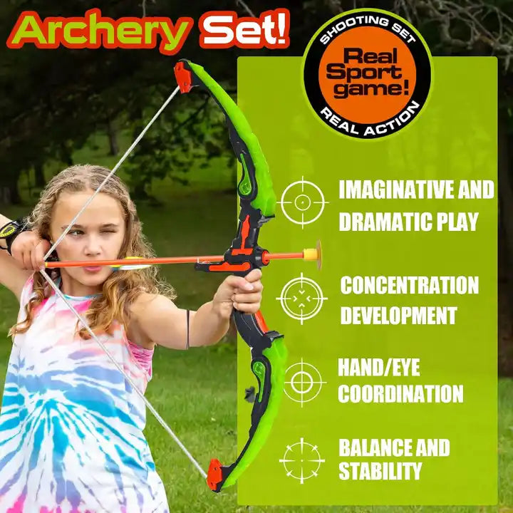 Bow and Arrow Archery Kids Set | LED Light Up Toy with 6 Suction Cup Arrows for Boys and Girls