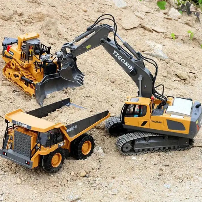 Remote Control Bulldozer - RC Dump Truck Model Toy with Metal Alloy Construction