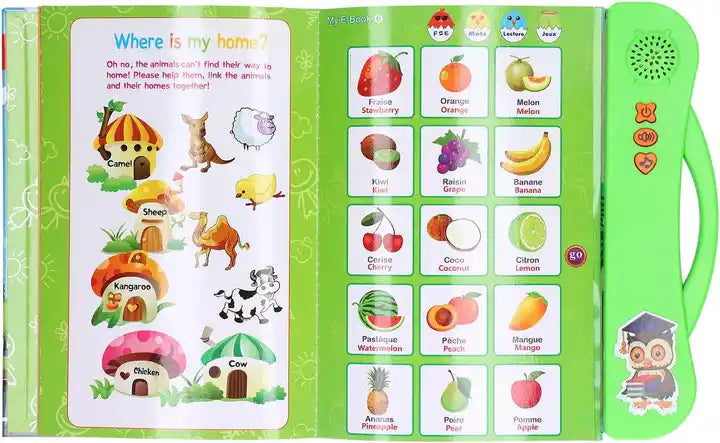 Educational Sensory E-Book | French and English Bilingual Learning Book Toys for Preschool and Autism Education