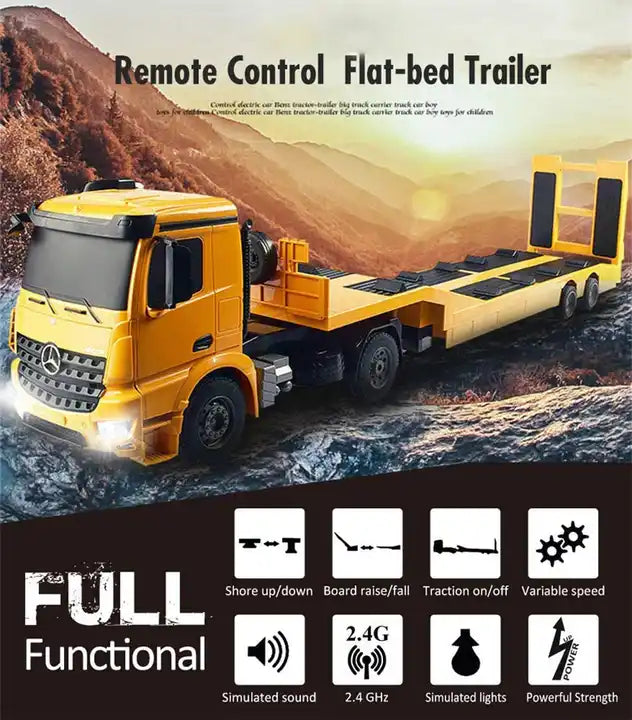 1:20 2.4G Remote Control Flat Trailer - Detachable Flatbed Semi-Hanging Tractor