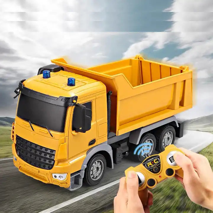 1:24 Scale 6CH RC Dump Truck with Lights - Battery Operated Construction Toy for Kids