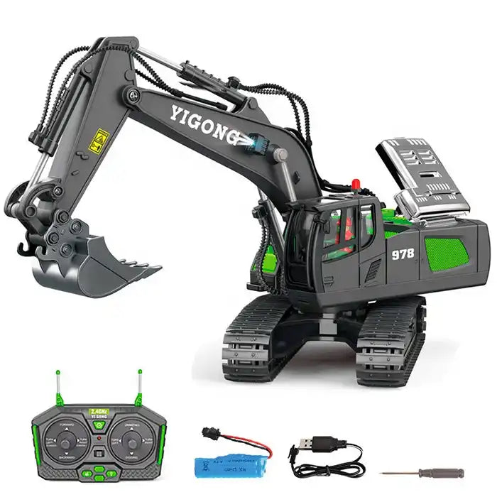 2.4GHz 1:20 Metal Alloy Mini Remote Control Excavator - Construction Engineer Toy Truck