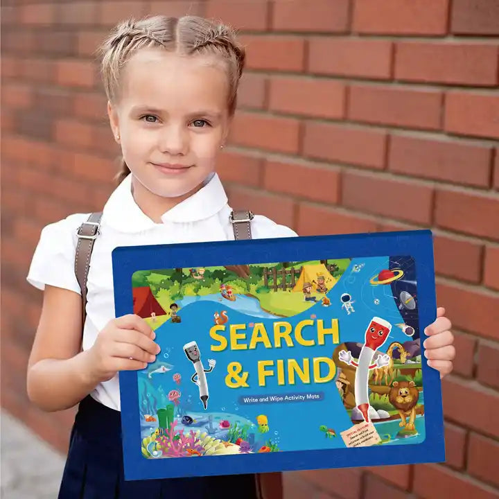 Search and Find Cards for Preschool Learning - Reusable Activity Mats Toy Books for Early Education