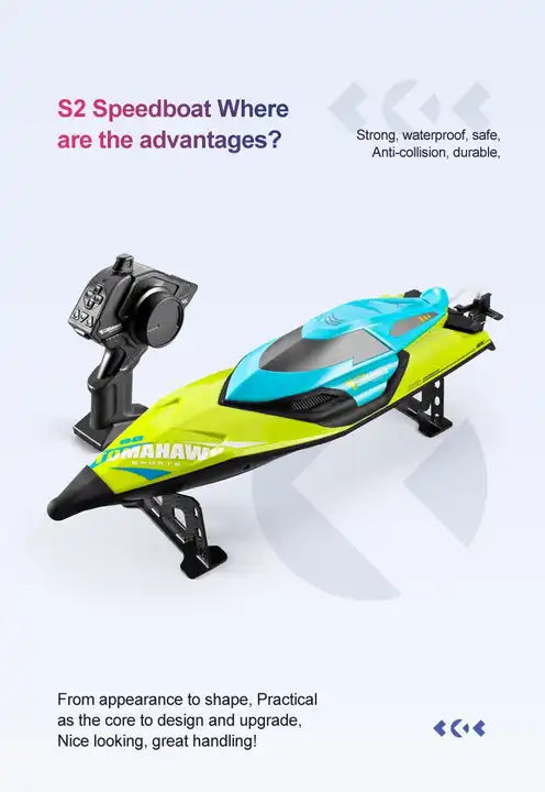 High-Quality S2 Remote Control Boat – 70km/h High-Speed Racing Speedboat