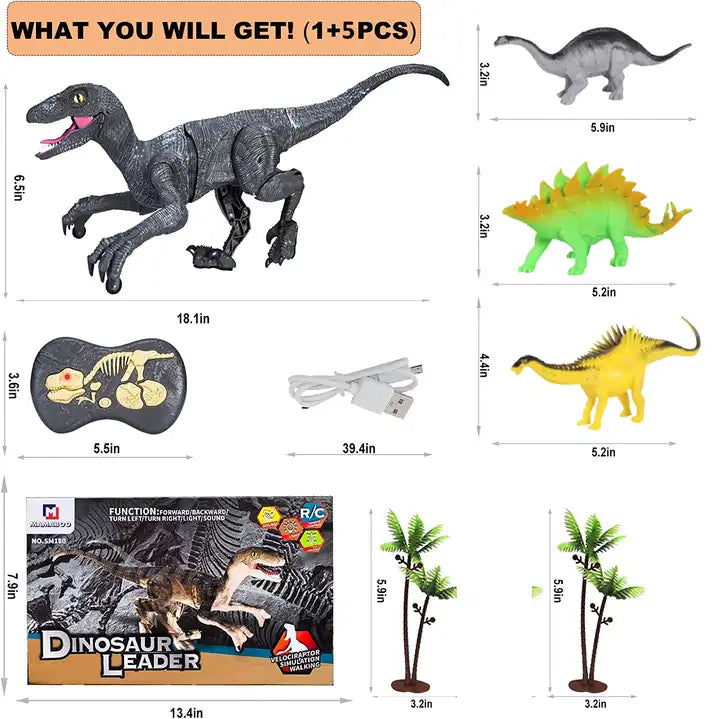 Remote Control Tyrannosaurus Dinosaur Toy with Spray, Light, and Sound Effects for Kids Ages 5+