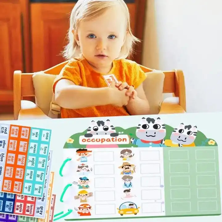 Montessori Activity Busy Book Toy - Durable Preschool Learning Quiet Book with Magic Stickers and Matching Activities