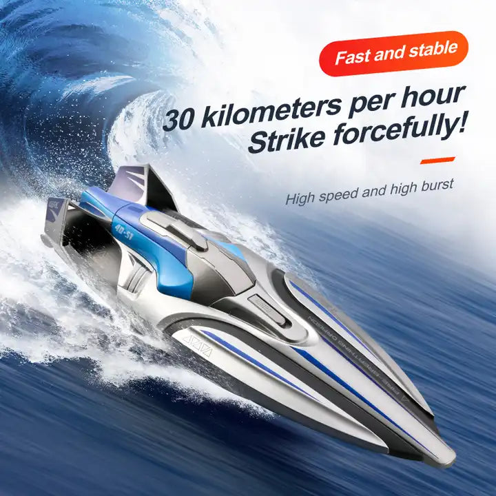 30KM/H 2.4G Rechargeable High-Speed Remote Control Speedboat - Perfect Summer Gift for Kids