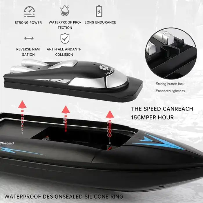 2.4 GHz High-Speed Adventure Racing Remote Control Boat - Electric RC Ship Toy for Boys