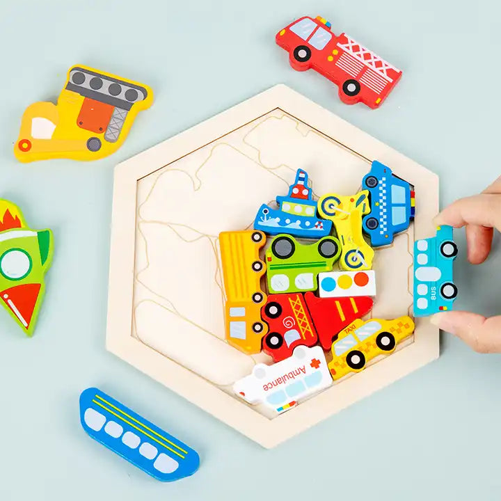 New design Early educational puzzle cognitive toys Wooden cute cartoon shape building blocks Puzzle Board for kids boys girls