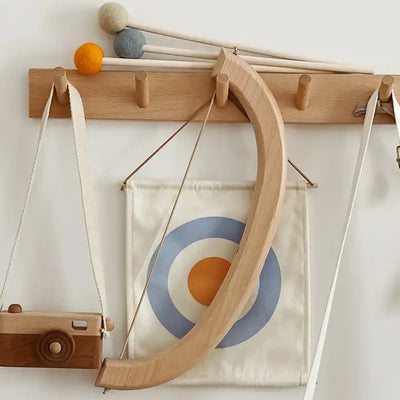 Montessori Beech Bow and Arrow Set - Indoor Shooting Game | Children??s Early Education Intelligence & Hand-Eye Coordination Toy