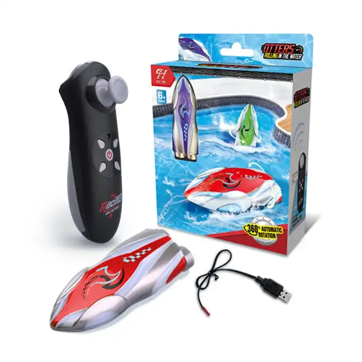 High-Quality Mini Portable Electric RC Boat - 2.4GHz High-Speed Ship with LED Lights for Kids and Adults