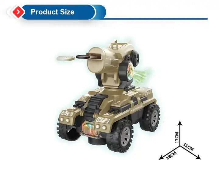 Battle Tank Fight Electric Toy Car for Kids - Flying Saucer Shooting and Lights