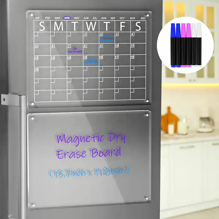 Acrylic Magnetic Calendar for Fridge Weekly Magnetic Calendar for Kids Acrylic Calendar