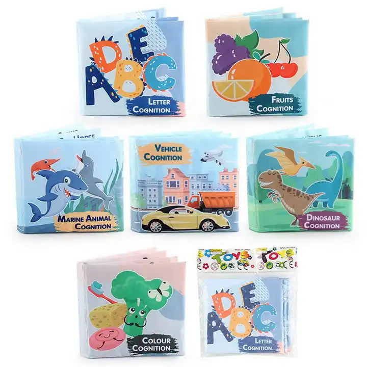 Baby Puzzle Early Education Cloth Book – 4 Pages 3D Dinosaur & Ocean Letter Learning Book for Infants