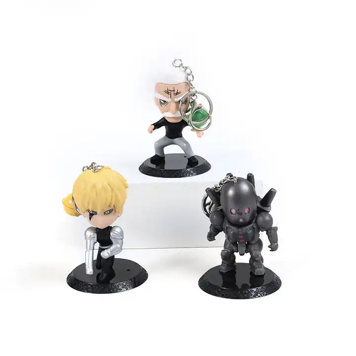 6PCS Anime Accessories Set | 3D One Punch Man Figure Keychains | Plastic Keyring Model Toys for Collectors