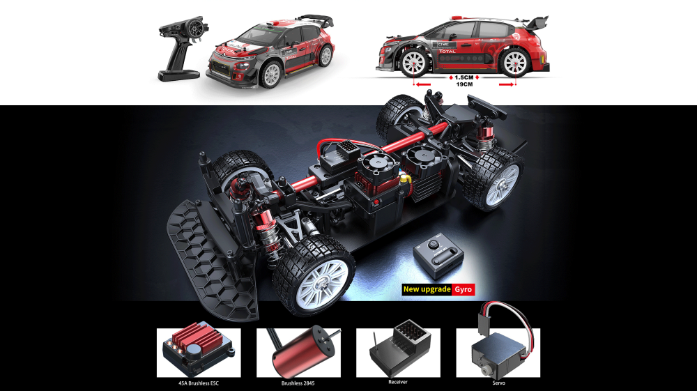 MJX 14303 RC Drift Car - High-Speed 1:14 Scale Brushless 4WD On-Road Remote Control Car, Red