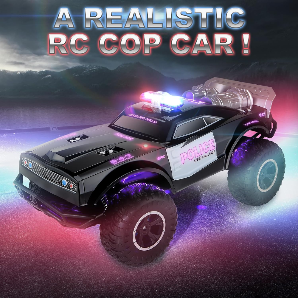1:8 Scale Remote Control Police Car Toy with Lights & Sirens – Durable Cop Car for Boys Role-Playing Fun