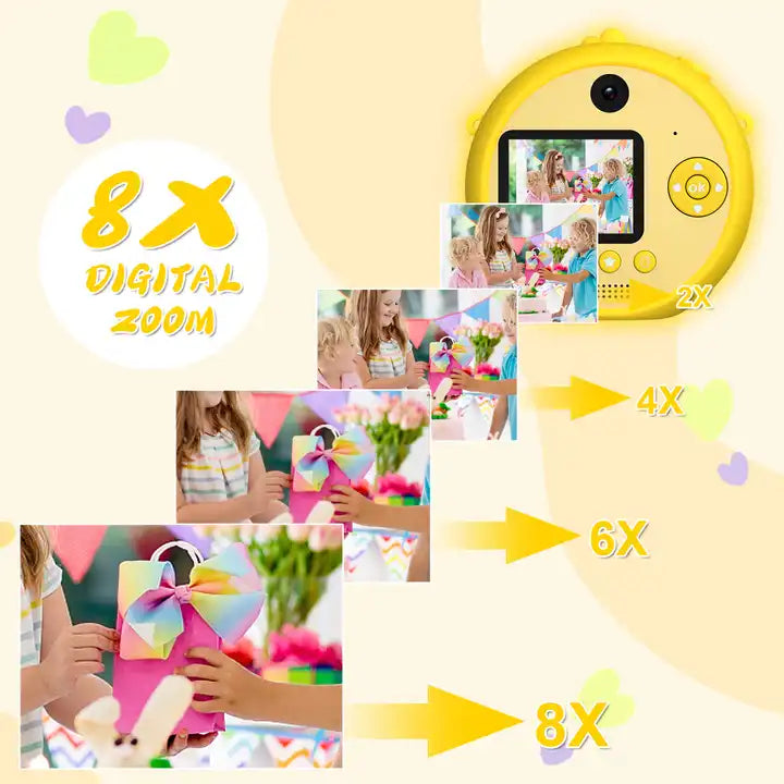 Lovely Dual Camera Mini Toy Camera for Kids - 2.0 Inch IPS LCD with Stand