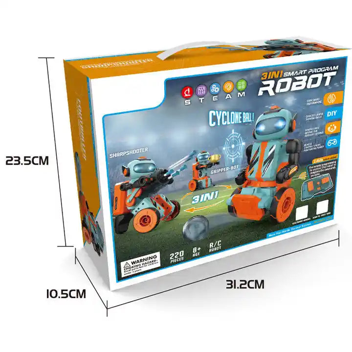 220pcs Intelligent Programmable Robot Building Set: 3-in-1 STEM Educational Toy for Kids