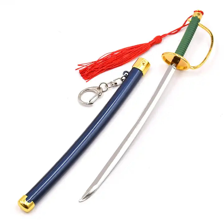 Mini Toy Katana Keychain - Metal Model Sword with Ejection Button