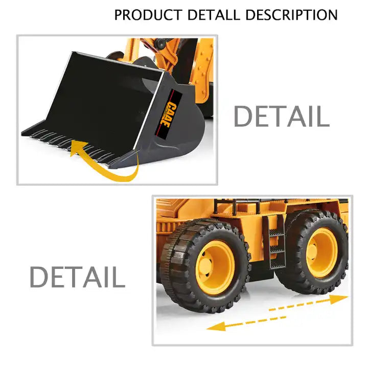 1:24 Scale RC Bulldozer - 6 Channels Remote Control Toy for Kids