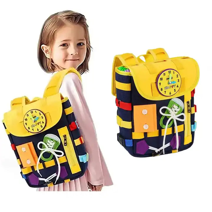 New Design Montessori Busy Board Bag for Boys & Girls - Sensory Toys for Toddlers 1-3, Autism Educational Toy Backpack