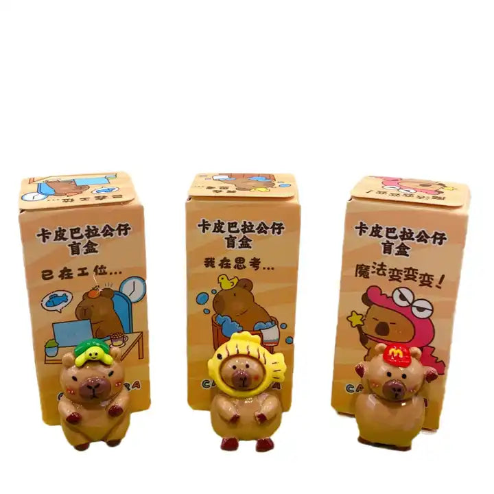 Kids Decorative Figures Set PVC Cute Character Cartoon Doll Capybara Collection 3D Toy Anime Action Figure Mystery Box