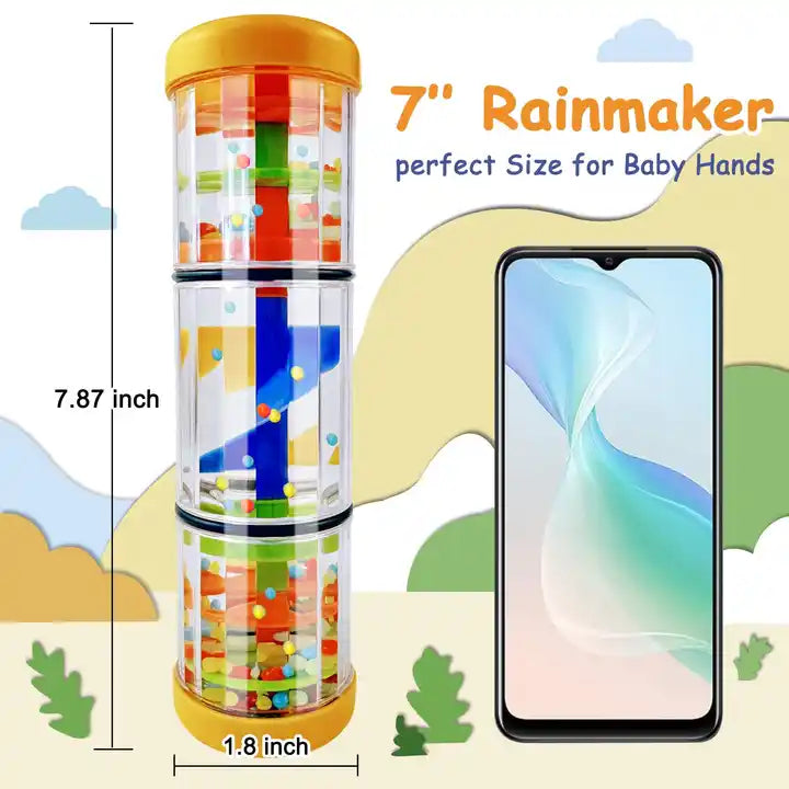 Rainmaker Rain Stick Musical Instrument for Babies 6 Months and Up, Baby Rattle Shaker Sensory Developmental Toy