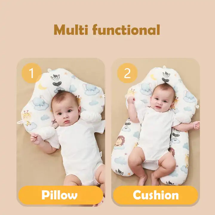 Seamind Multi-Seasonal Cute Cartoon Baby Pillow - Soft Sleeping Pillow for Stroller and Car Seat