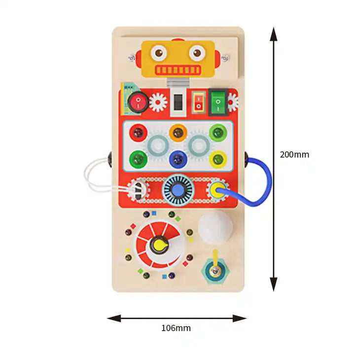 High-Quality LED Light Wooden Sensory Busy Board - Montessori Education Toy for Toddlers