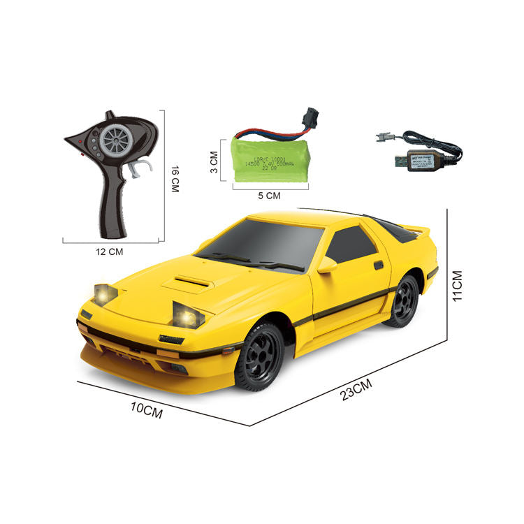 LDRC A01Y 1/18 Scale 2.4GHz RWD RC Drift Car – FC Racing Model with LED Lights & Flip Function