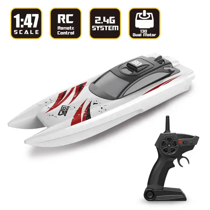 2.4GHz High-Speed RC Boat - Dual Motor Self-Righting Remote Control Ship for Kids and Adults