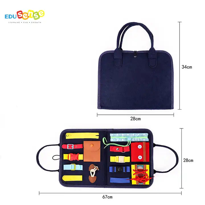 Montessori Educational Learning 14 PCS Foldable Bag Design ? Autism Felt Sensory Busy Board Toys