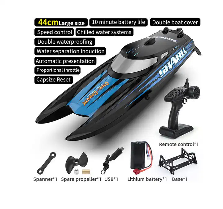 2.4GHz RTR Remote Control Boat Toy - Waterproof High-Speed RC Racing Yacht