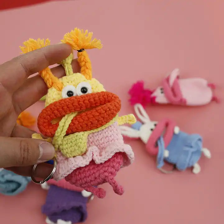 Handmade Sausage Mouth Cartoon Wool Keychain | Creative Yarn Accessory | Cute Gift for Kids