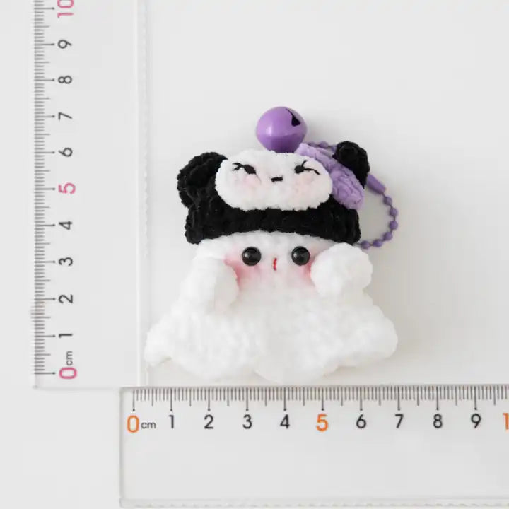 3D PVC Cartoon Ghost Keychain | Cute Rubber Anime Toy Keyring | Fun Knitted Design for Kids and Collectors