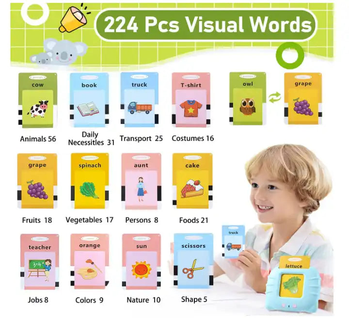 Talking Flash Cards for Kids - Montessori Learning Toys & Speech Therapy Tools with 224 Sight Words