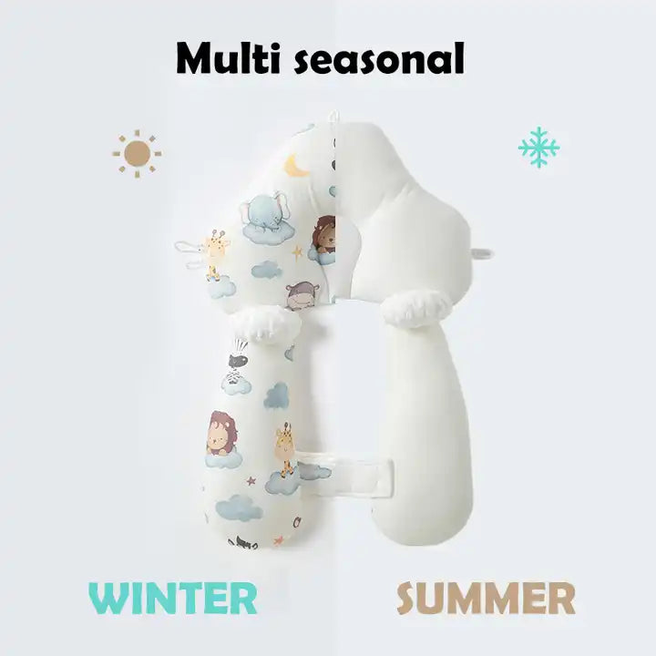 Seamind Multi-Seasonal Cute Cartoon Baby Pillow - Soft Sleeping Pillow for Stroller and Car Seat