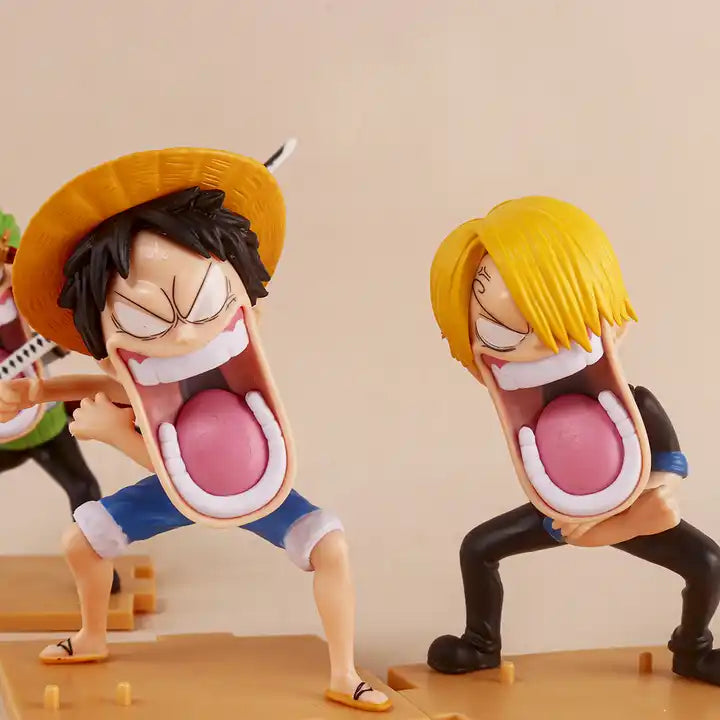 3PCS/SET Manga Figurine Statues - Hunger Luffy Zoro Sanji Q Version Funny PVC Anime Figure Model Toys Dolls