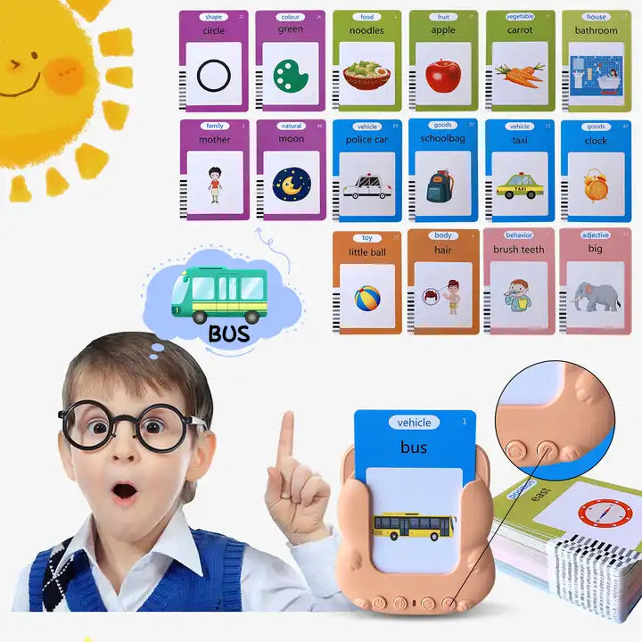 Bilingual Learning Talking Flash Cards for Kids - 255 English Learning Toddlers Cognitive Cards