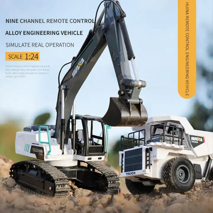 High-Tech 2.4GHz 9-Channel Remote Control Excavator - Alloy Dump Truck Model