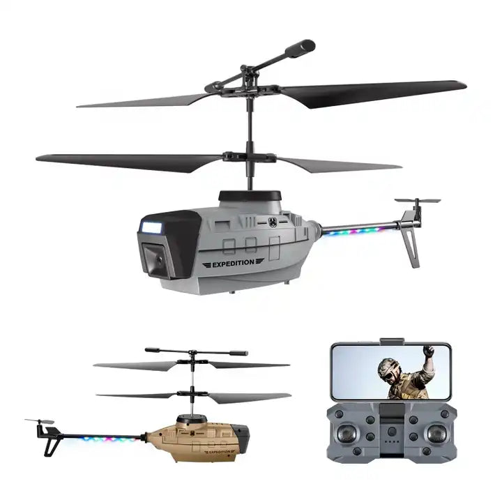 High-performance RC helicopter in flight; keywords: RC helicopters for beginners, best RC helicopters 2024, remote control helicopters with camera, electric RC helicopters, nitro RC helicopters