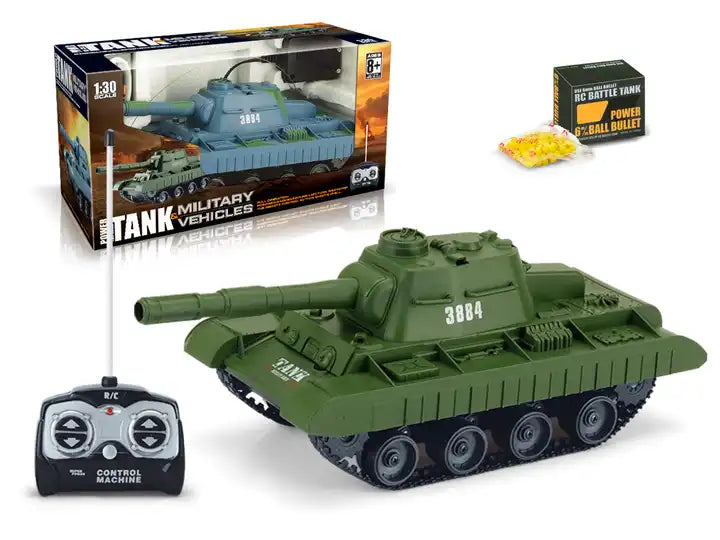 Mini RC Battle Tank 1:30 Scale with BB Bomb Shooting - Remote Control War Tank Toy