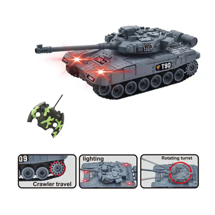 1:24 Scale 5CH Remote Control Tank - Toy with Light and Sound